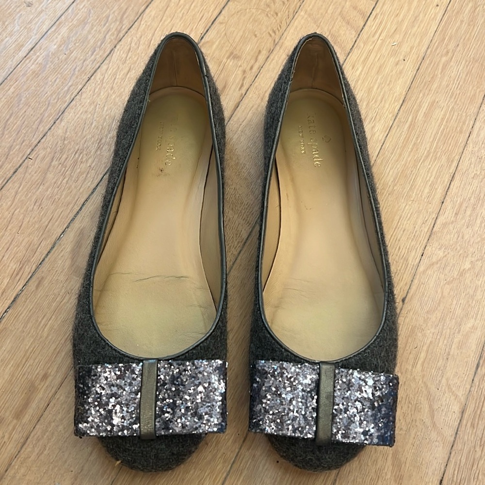 Kate spade woolen bow flats